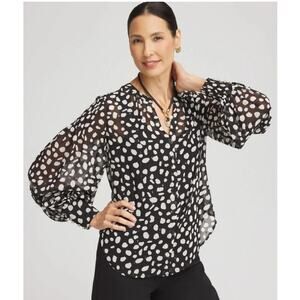 Chico's Dot Pintuck Sleeve Blouse Size Large NWOT